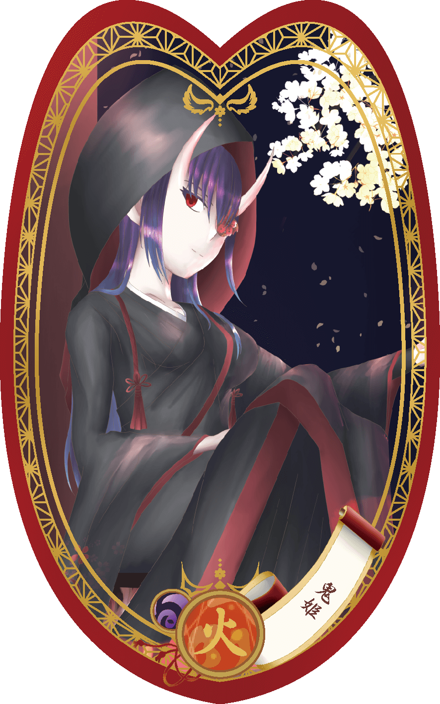 スペクターカードイラスト_鬼姫_黒無垢
